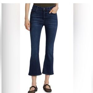 Frame Le Crop Mini Boot Cut Dark Blue High-Rise Cropped Flare Jeans - Women